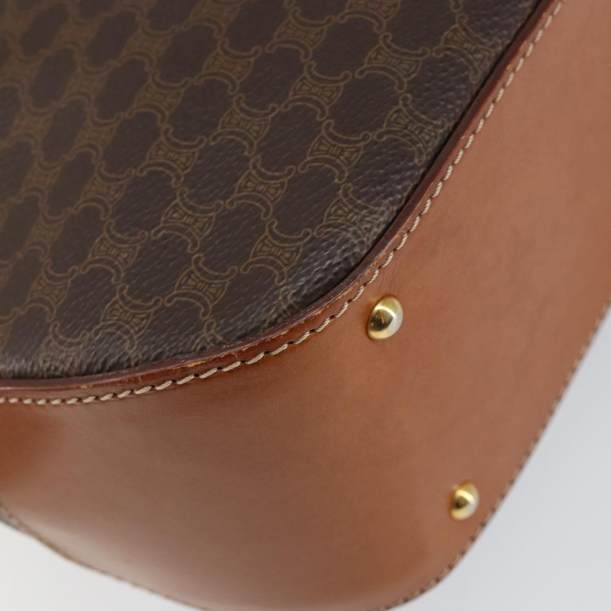 CELINE Macadam Canvas Hand Bag PVC Leather Brown Gold Auth bs30308