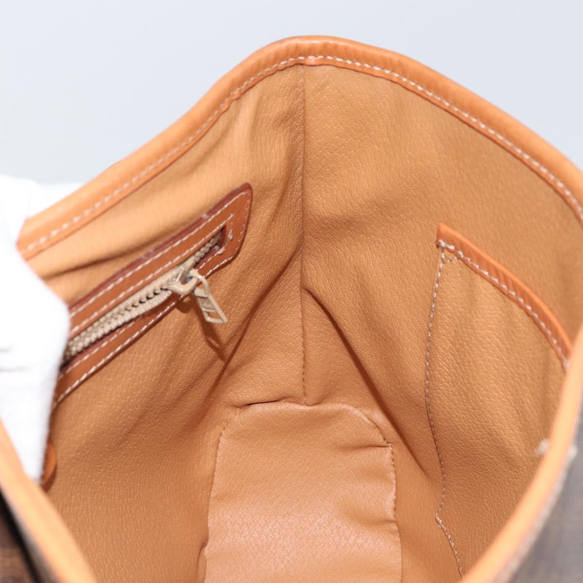 CELINE Macadam Canvas Hand Bag PVC Leather Brown Gold Auth bs30308