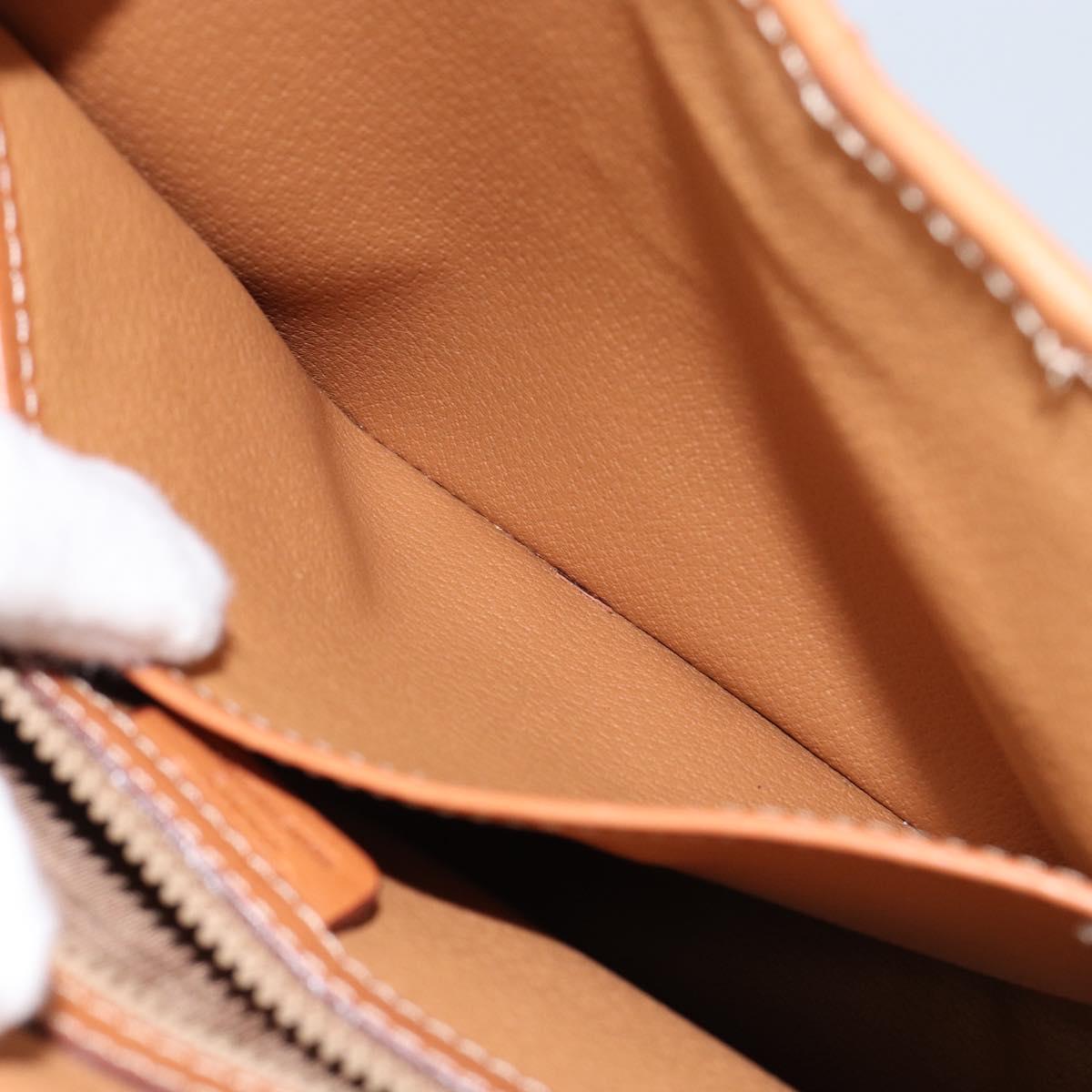 CELINE Macadam Canvas Hand Bag PVC Leather Brown Gold Auth bs30308