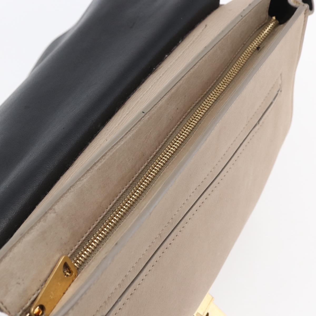 CELINE Trapeze Hand Bag Leather 2way Beige Gold Auth bs30311