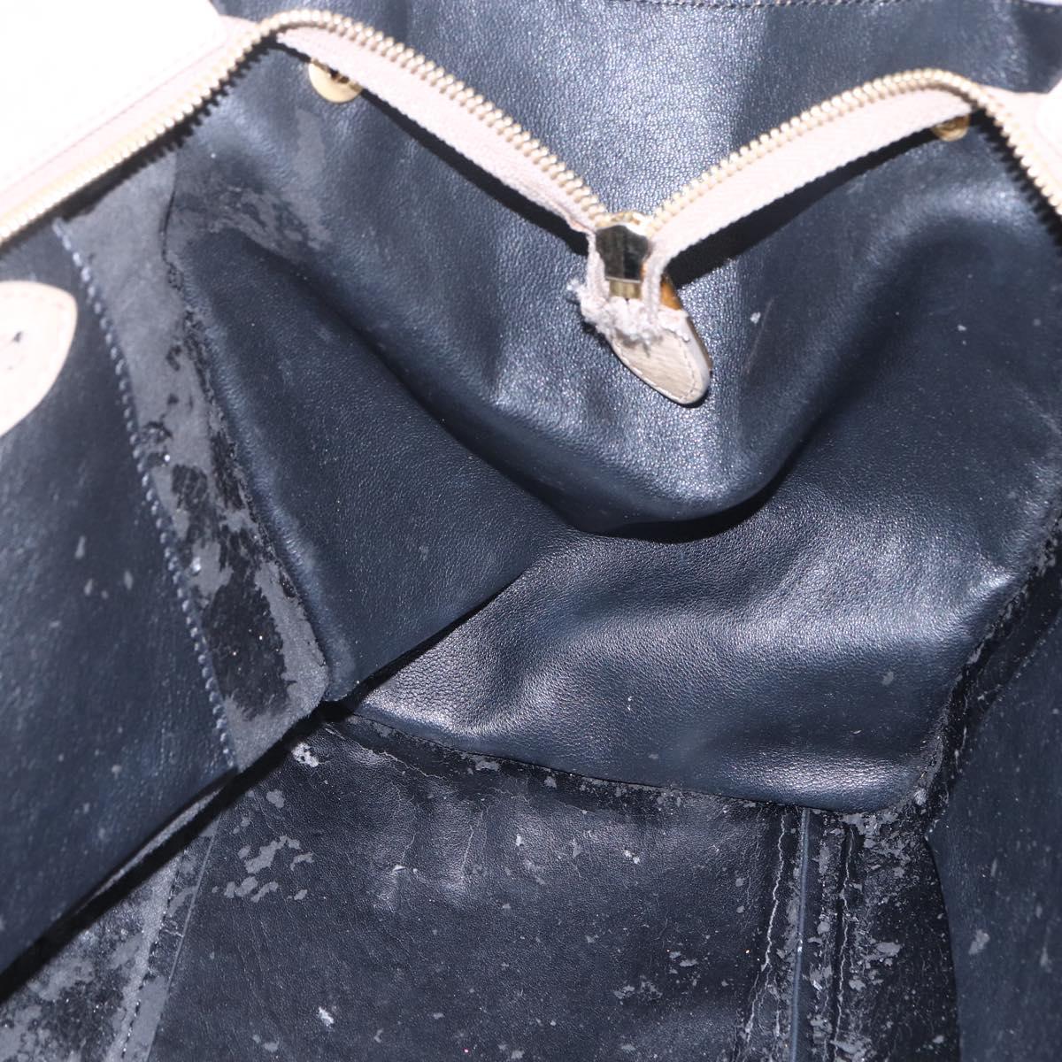 CELINE Trapeze Hand Bag Leather 2way Beige Gold Auth bs30311