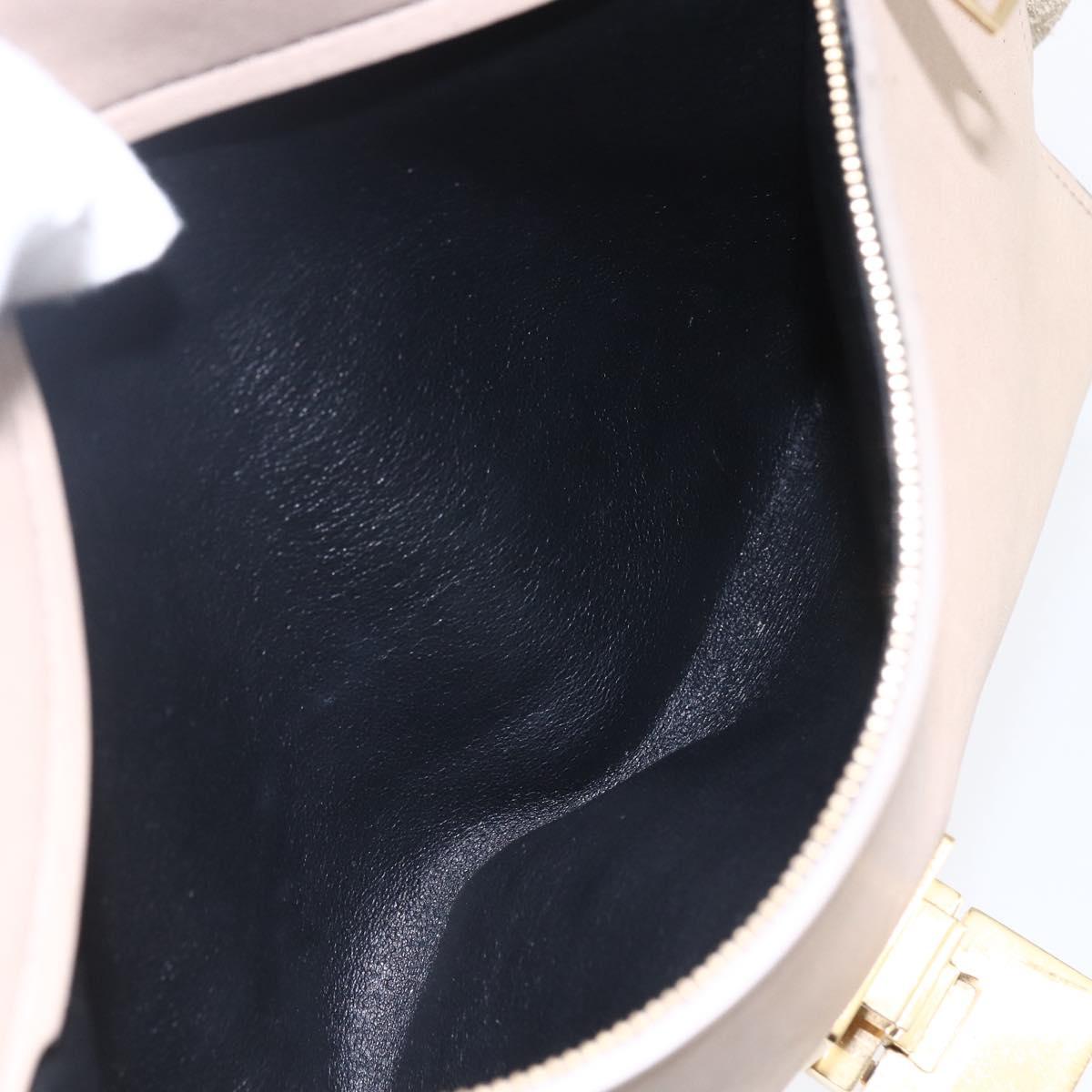 CELINE Trapeze Hand Bag Leather 2way Beige Gold Auth bs30311