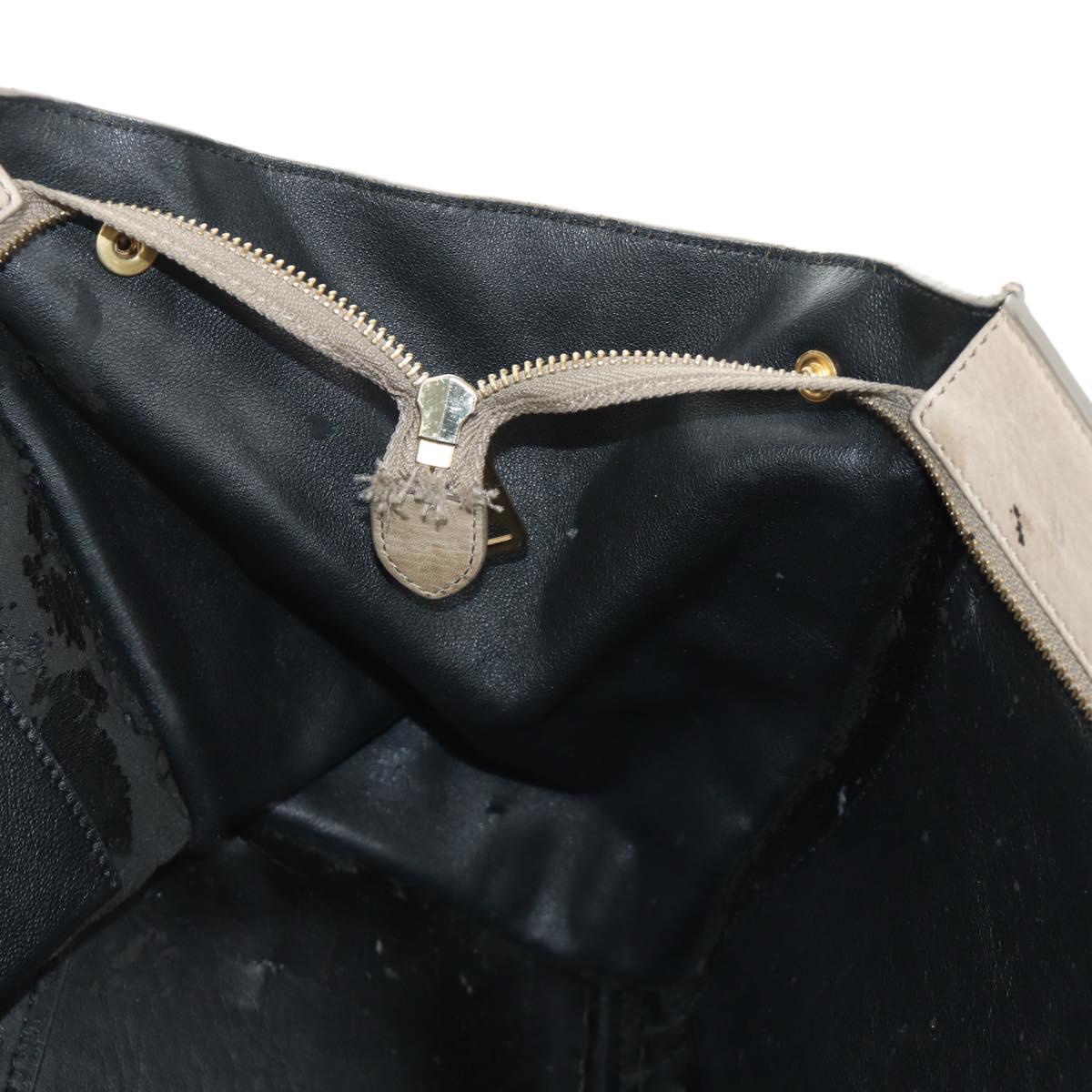 CELINE Trapeze Hand Bag Leather 2way Beige Gold Auth bs30311