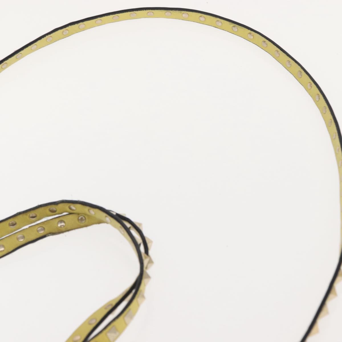 VALENTINO Rock Studs Hand Bag Leather 2way Yellow Gold Auth bs30314