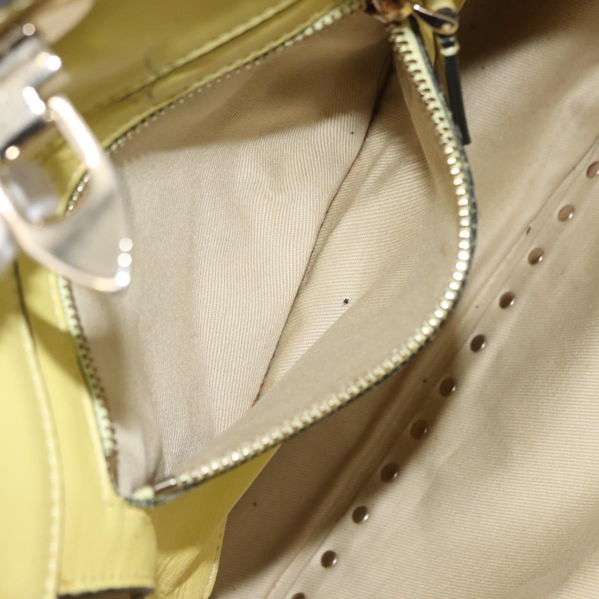 VALENTINO Rock Studs Hand Bag Leather 2way Yellow Gold Auth bs30314