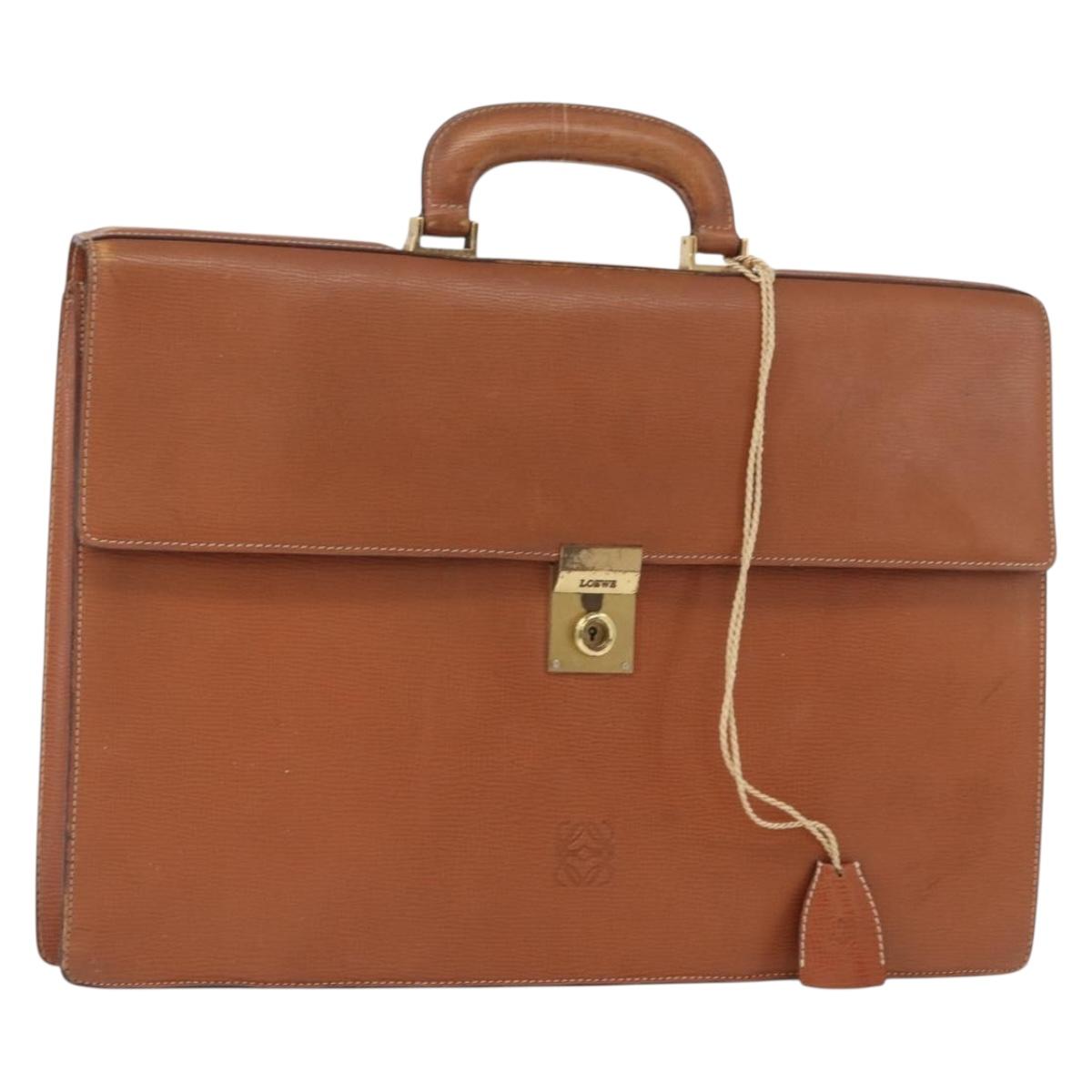 LOEWE Anagram Briefcase Leather Green Gold Auth bs30318