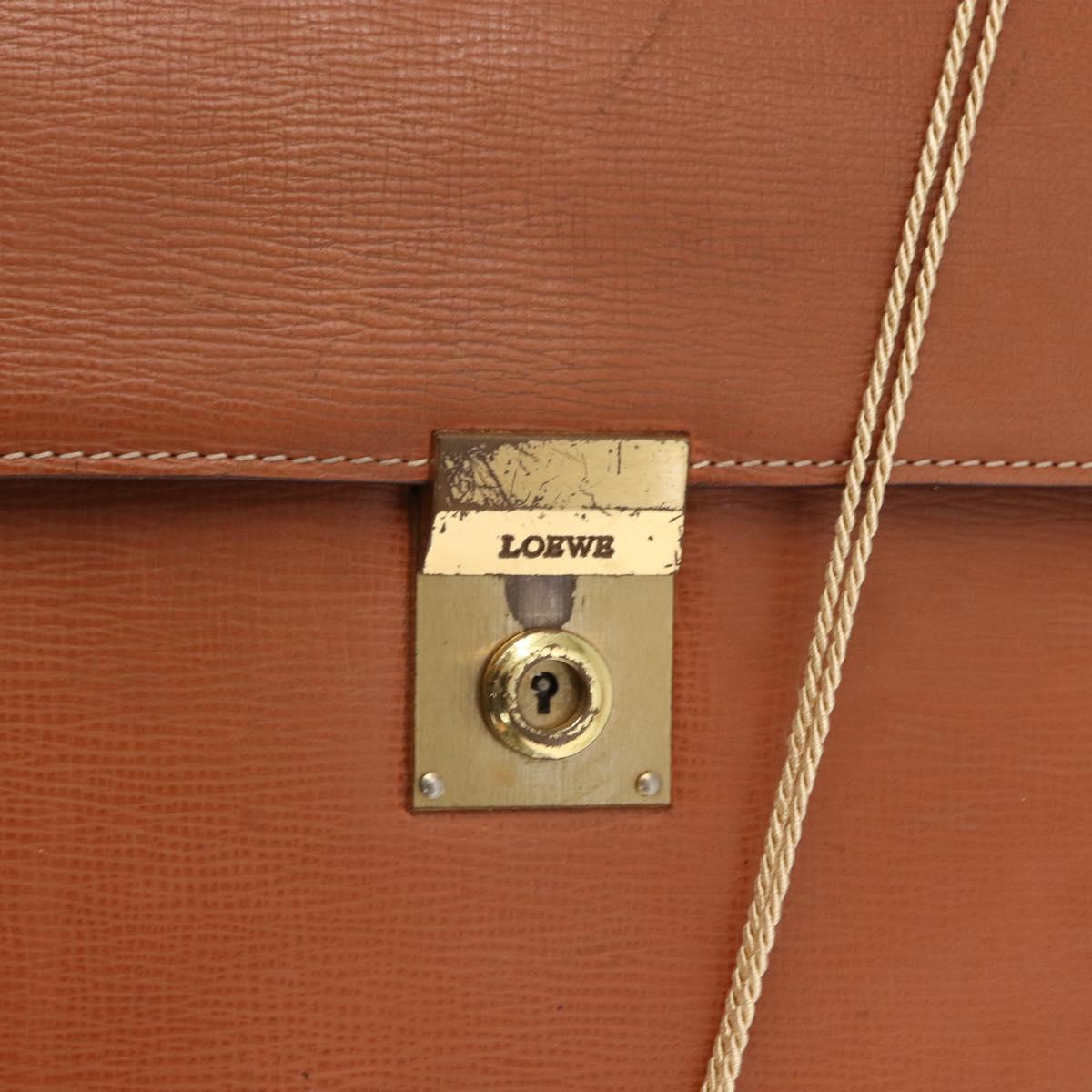 LOEWE Anagram Briefcase Leather Green Gold Auth bs30318