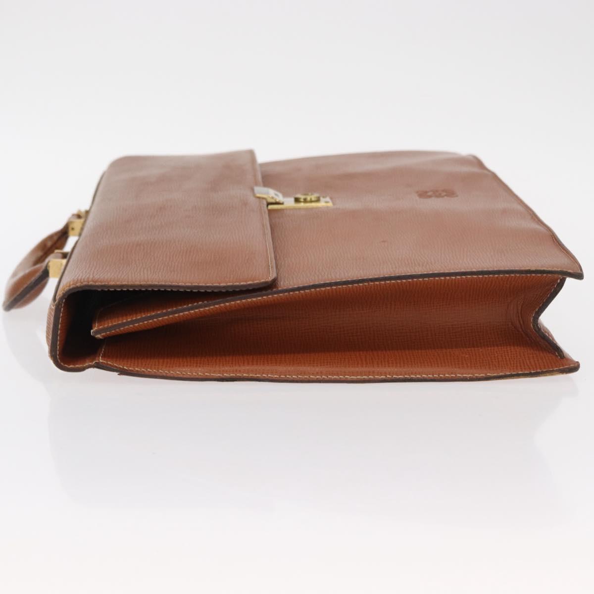 LOEWE Anagram Briefcase Leather Green Gold Auth bs30318