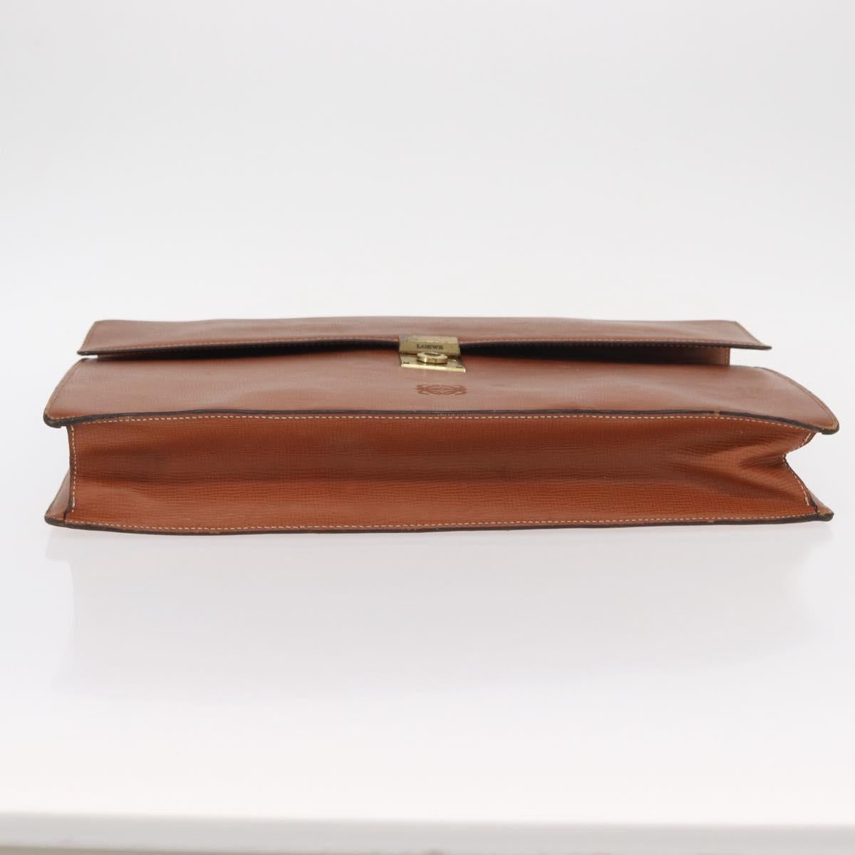 LOEWE Anagram Briefcase Leather Green Gold Auth bs30318