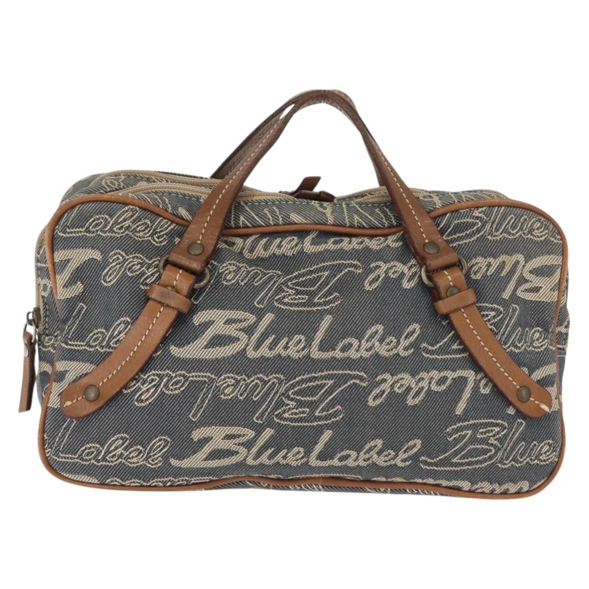 BURBERRY Nova Check Blue Label Hand Bag Denim Blue Auth bs30332