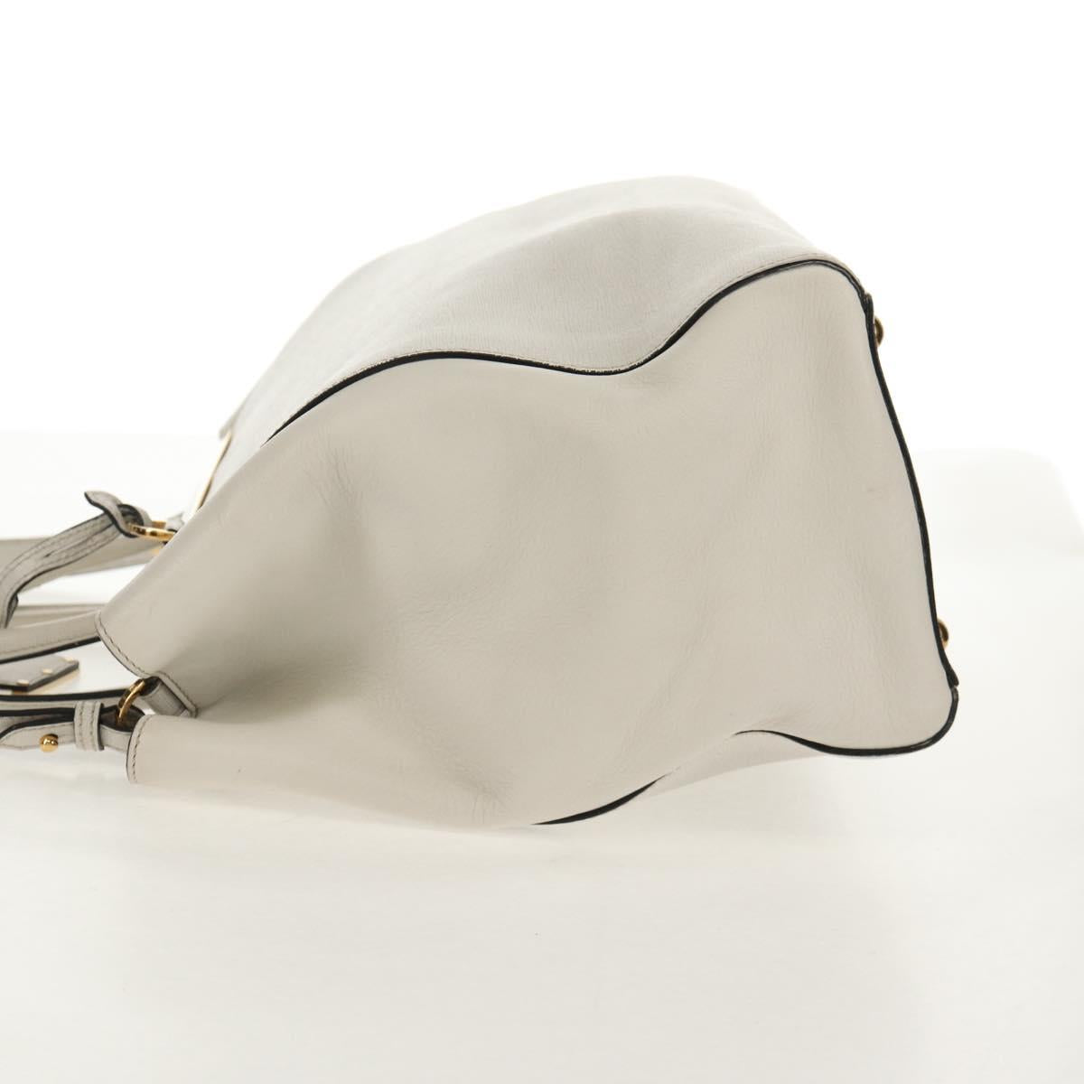 FENDI 2Jours Hand Bag Leather 2way White Gold Auth bs30333