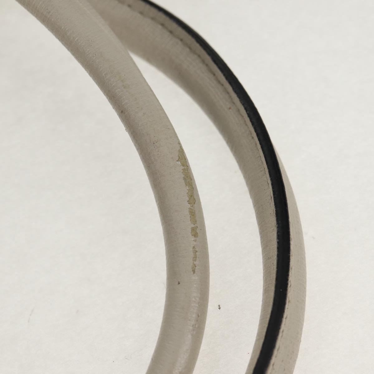 FENDI 2Jours Hand Bag Leather 2way White Gold Auth bs30333