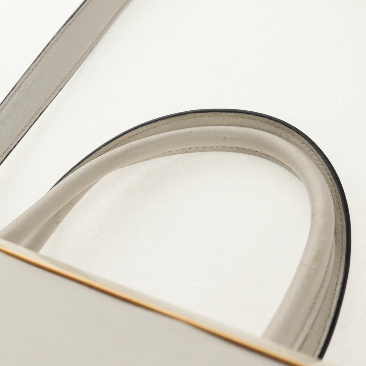 FENDI 2Jours Hand Bag Leather 2way White Gold Auth bs30333