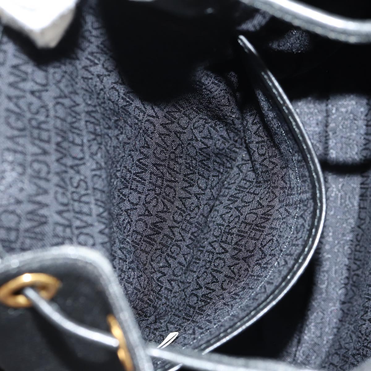 Gianni Versace Sunburst Backpack Leather Black Gold Auth bs30337