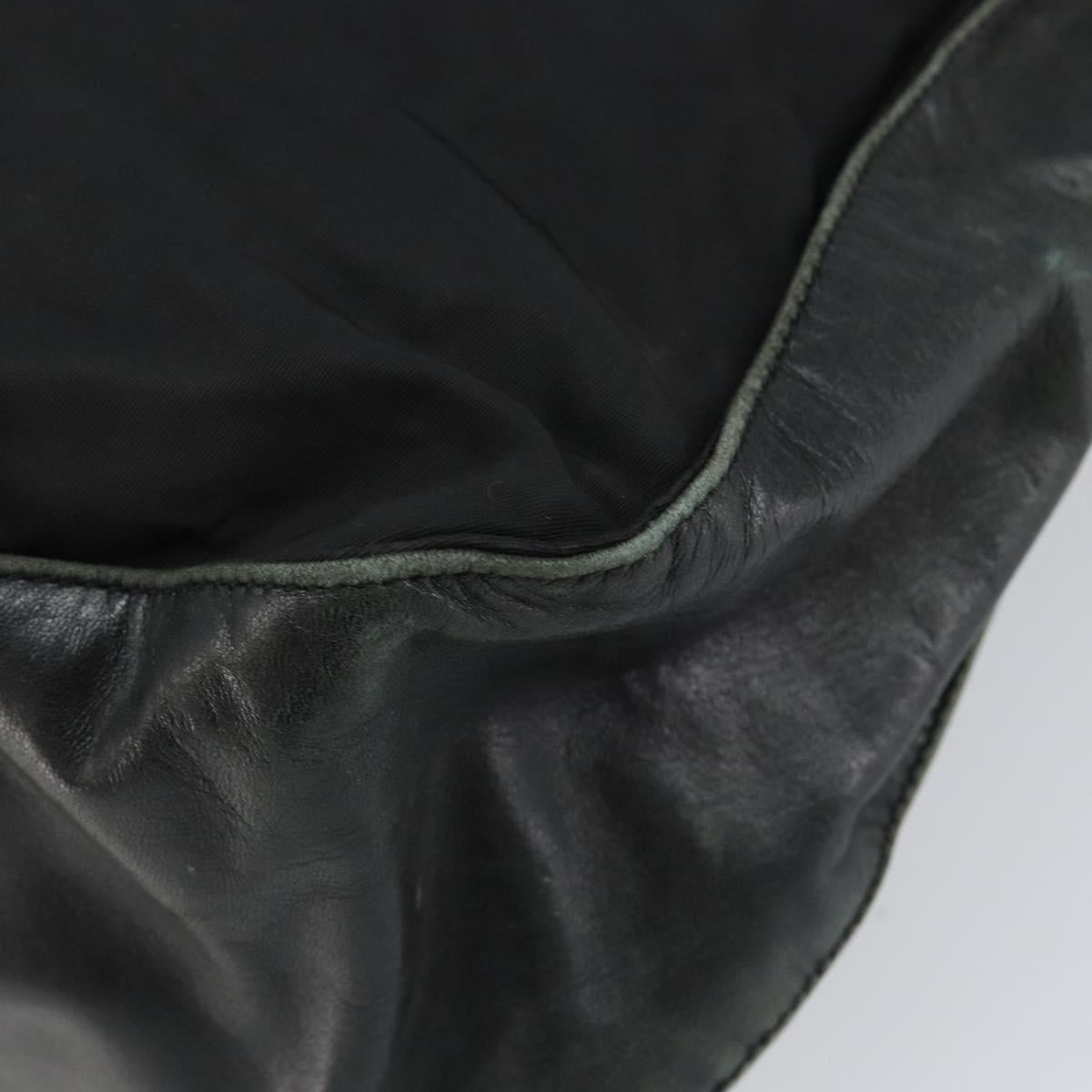 PRADA Shoulder Bag Nylon Leather Black Silver Auth bs30342