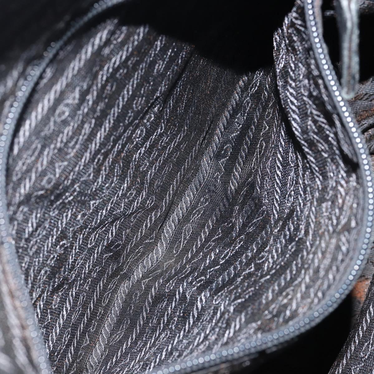 PRADA Shoulder Bag Nylon Leather Black Silver Auth bs30342