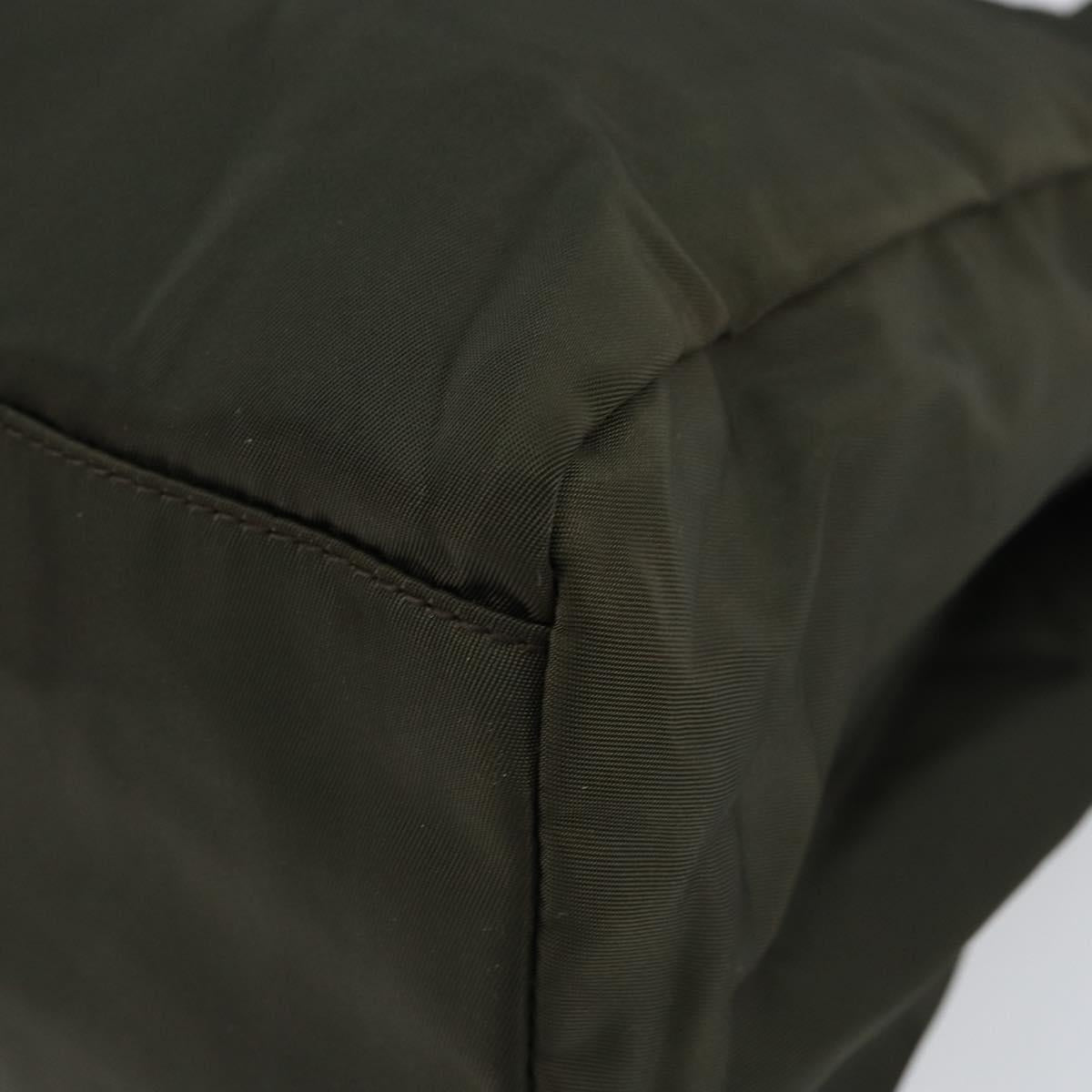 PRADA Tote Bag Nylon Khaki Silver Auth bs30343