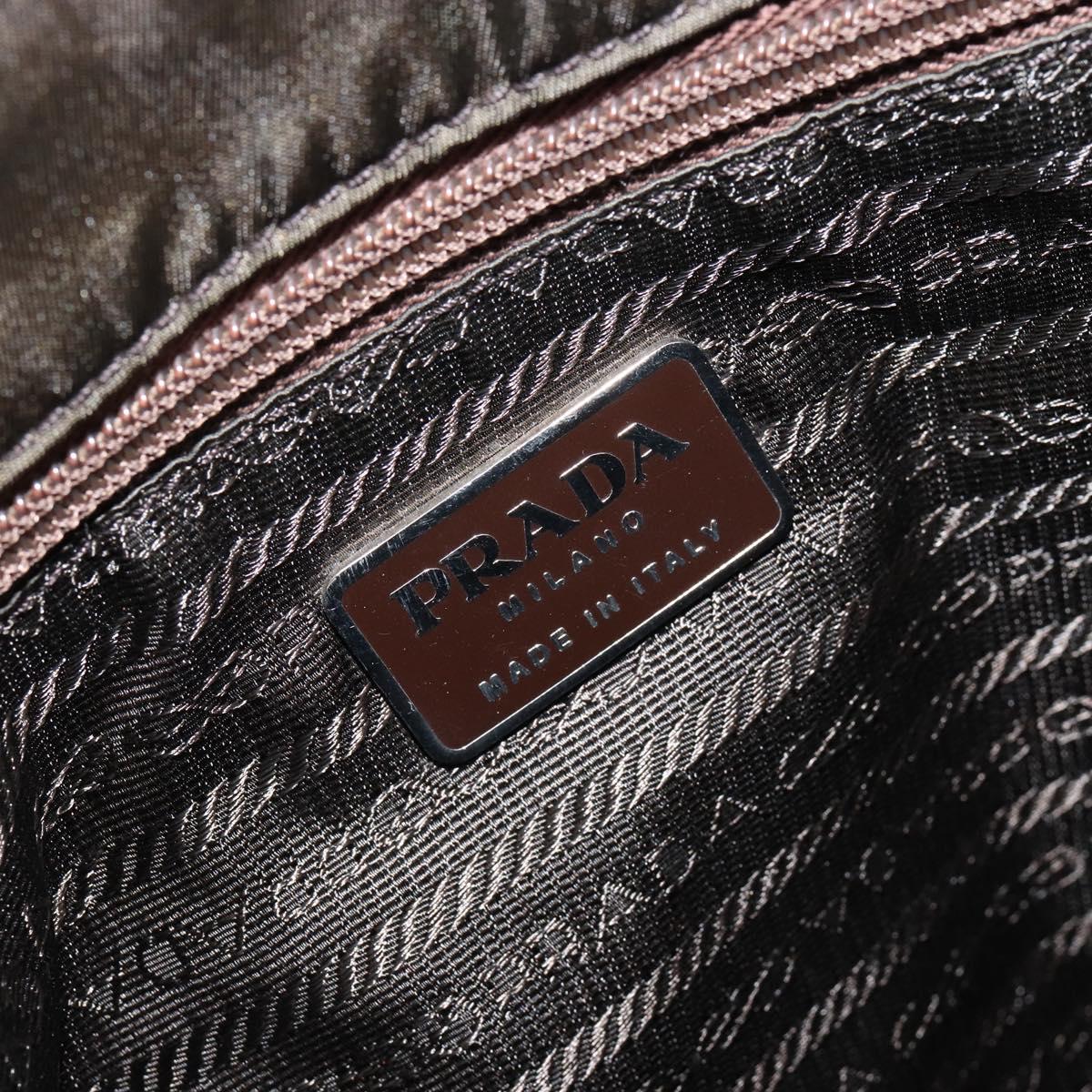 PRADA Tote Bag Nylon Khaki Silver Auth bs30343