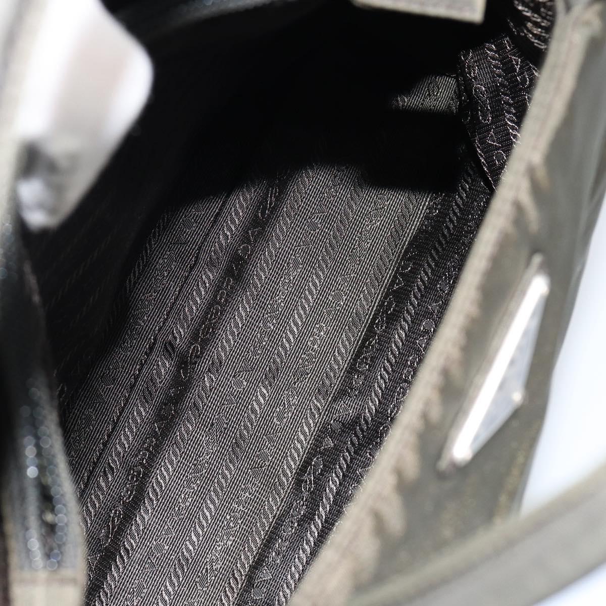 PRADA Tote Bag Nylon Khaki Silver Auth bs30343