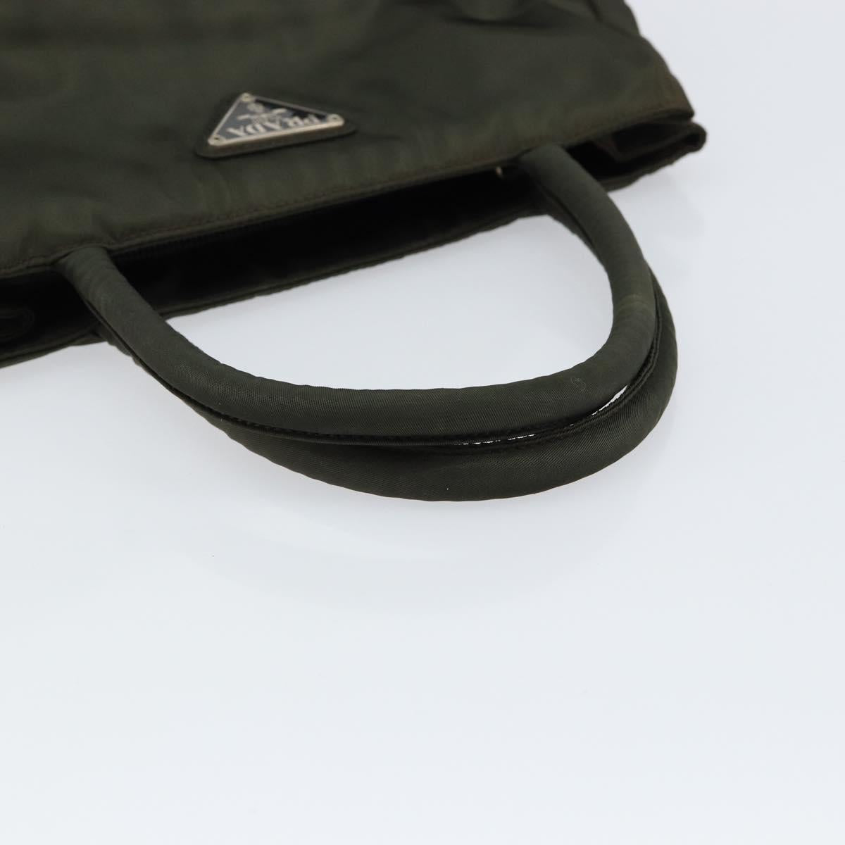 PRADA Tote Bag Nylon Khaki Silver Auth bs30343