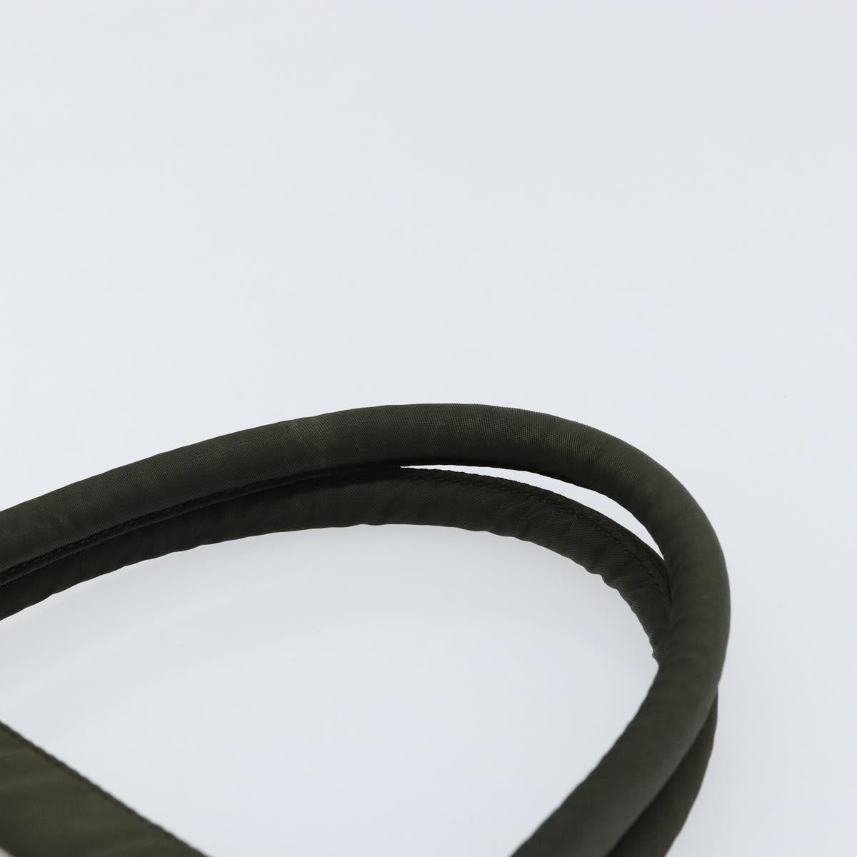 PRADA Tote Bag Nylon Khaki Silver Auth bs30343