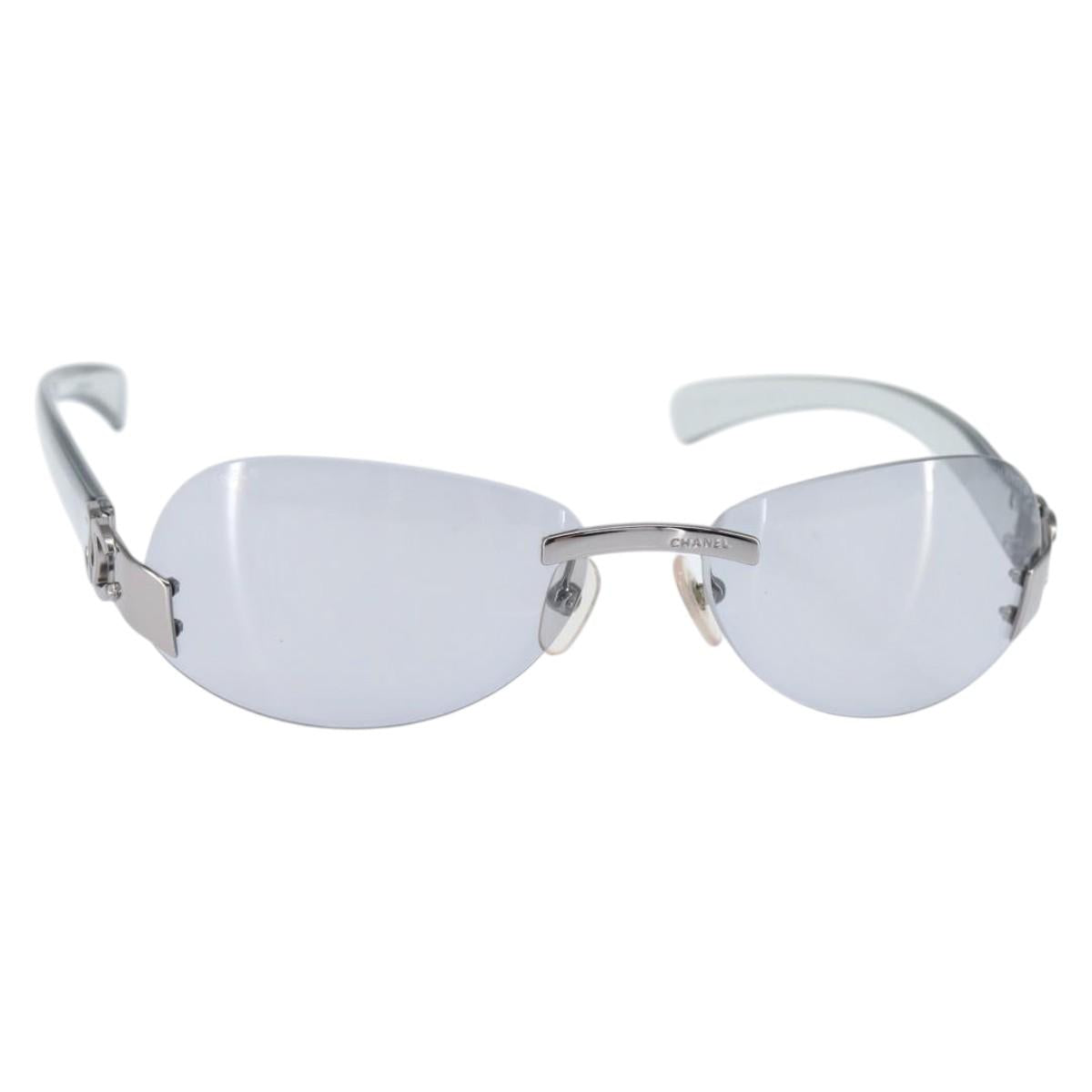 CHANEL COCO Mark Sunglasses plastic Clear CC Auth bs30357