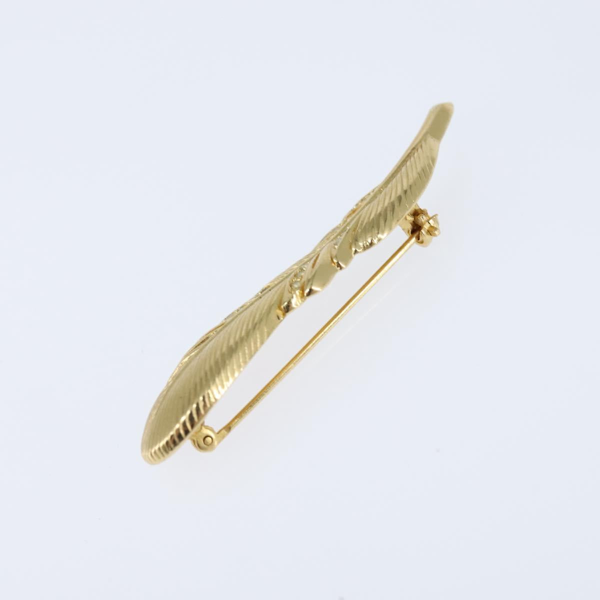 Christian Dior Feather Brooch metal Gold Auth bs30359