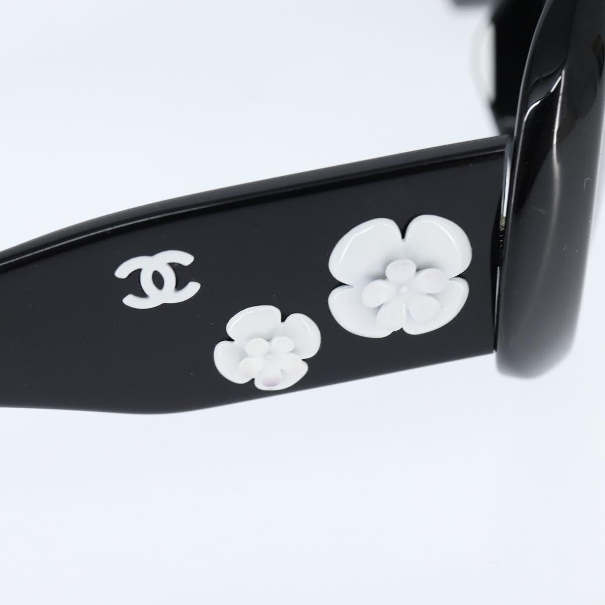 CHANEL Camelia Sunglasses plastic Black CC Auth bs30360