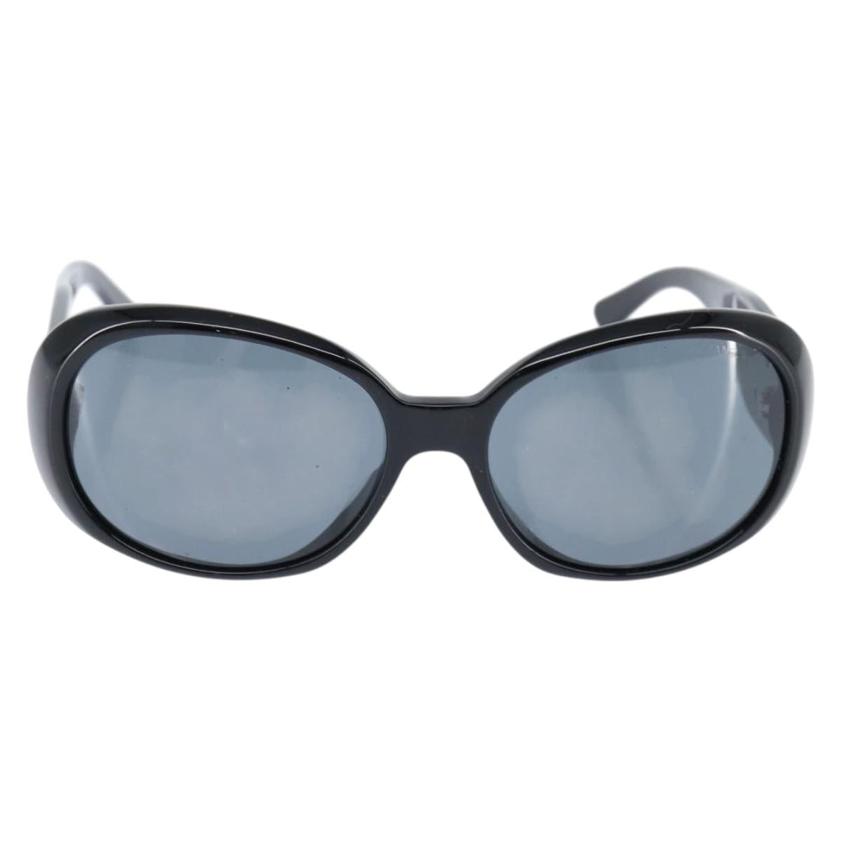 CHANEL Camelia Sunglasses plastic Black CC Auth bs30360