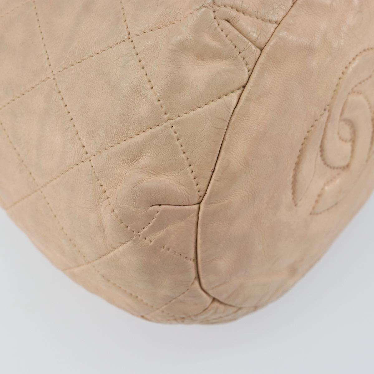 CHANEL Matelasse Chain Shoulder Bag Lamb Skin Pink Gold CC Auth bs30362