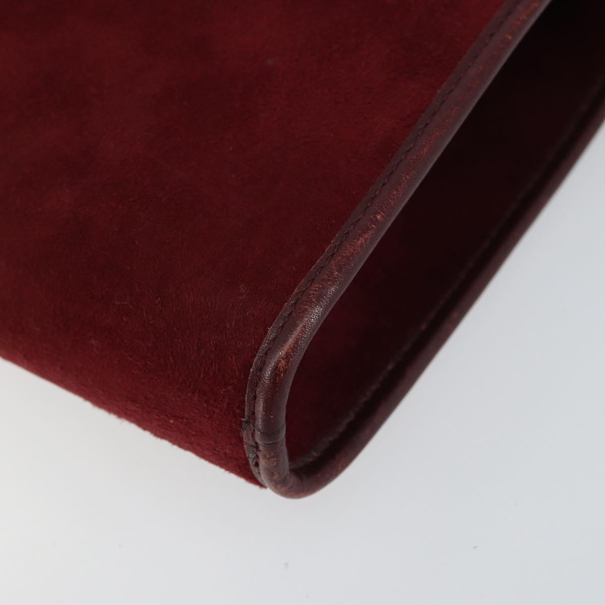 Christian Dior Chain Shoulder Bag Suede Bordeaux Gold Auth bs30368