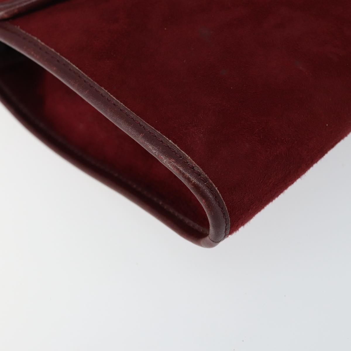 Christian Dior Chain Shoulder Bag Suede Bordeaux Gold Auth bs30368