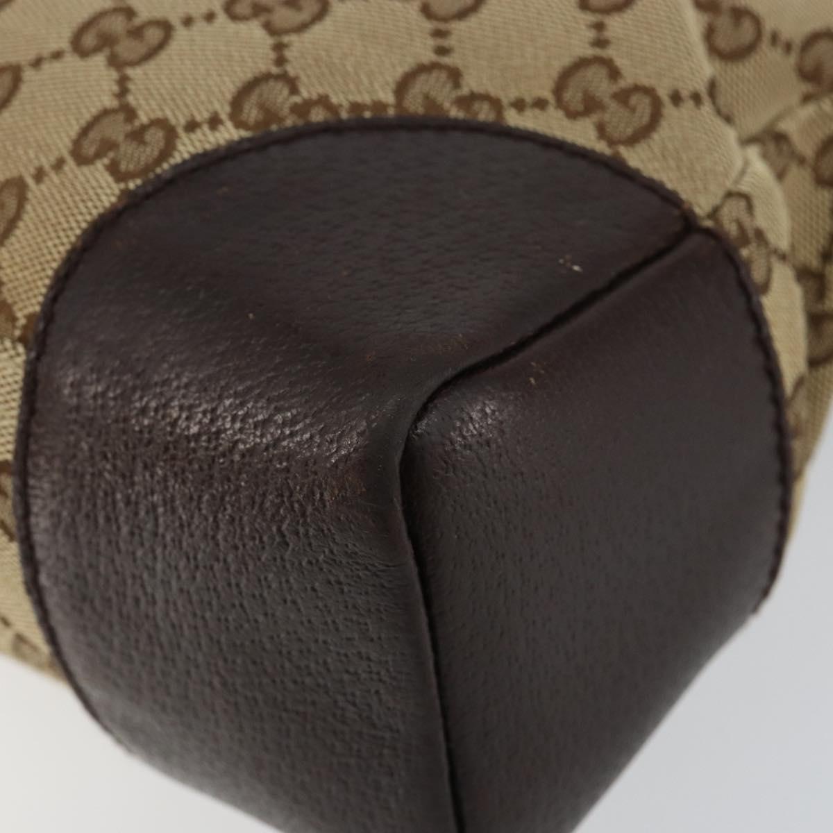 GUCCI GG Canvas Shoulder Bag Beige Silver 114273 Auth bs30370