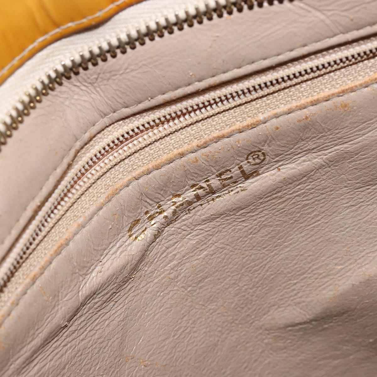 CHANEL Matelasse COCO Mark Tote Bag Patent leather Yellow Gold CC Auth bs30372