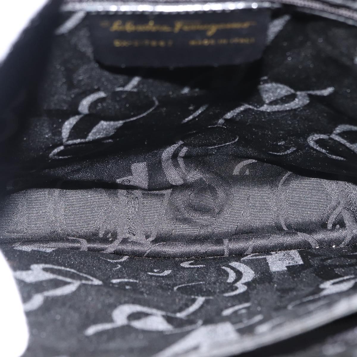 Salvatore Ferragamo Gancini Tote Bag Patent leather Black Gold Auth bs30374