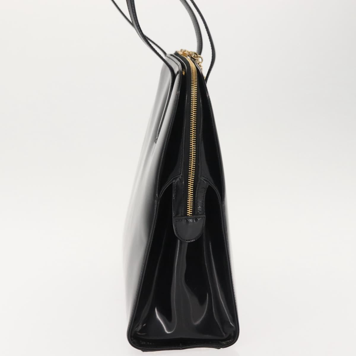 Salvatore Ferragamo Gancini Tote Bag Patent leather Black Gold Auth bs30374