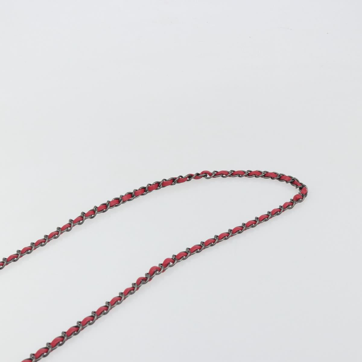 CHANEL Cloche Turn Lock Chain Flap Bag Lamb Skin Red Silver CC Auth bs30375