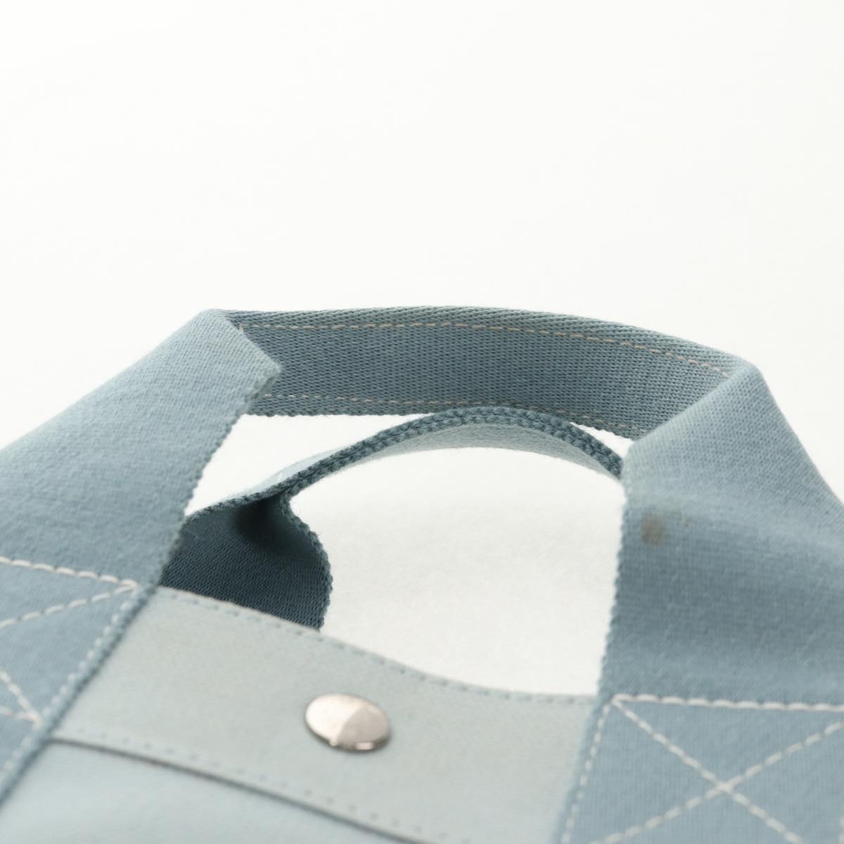 HERMES Bora Bora PM Tote Bag Canvas Light Blue Silver Auth bs30377