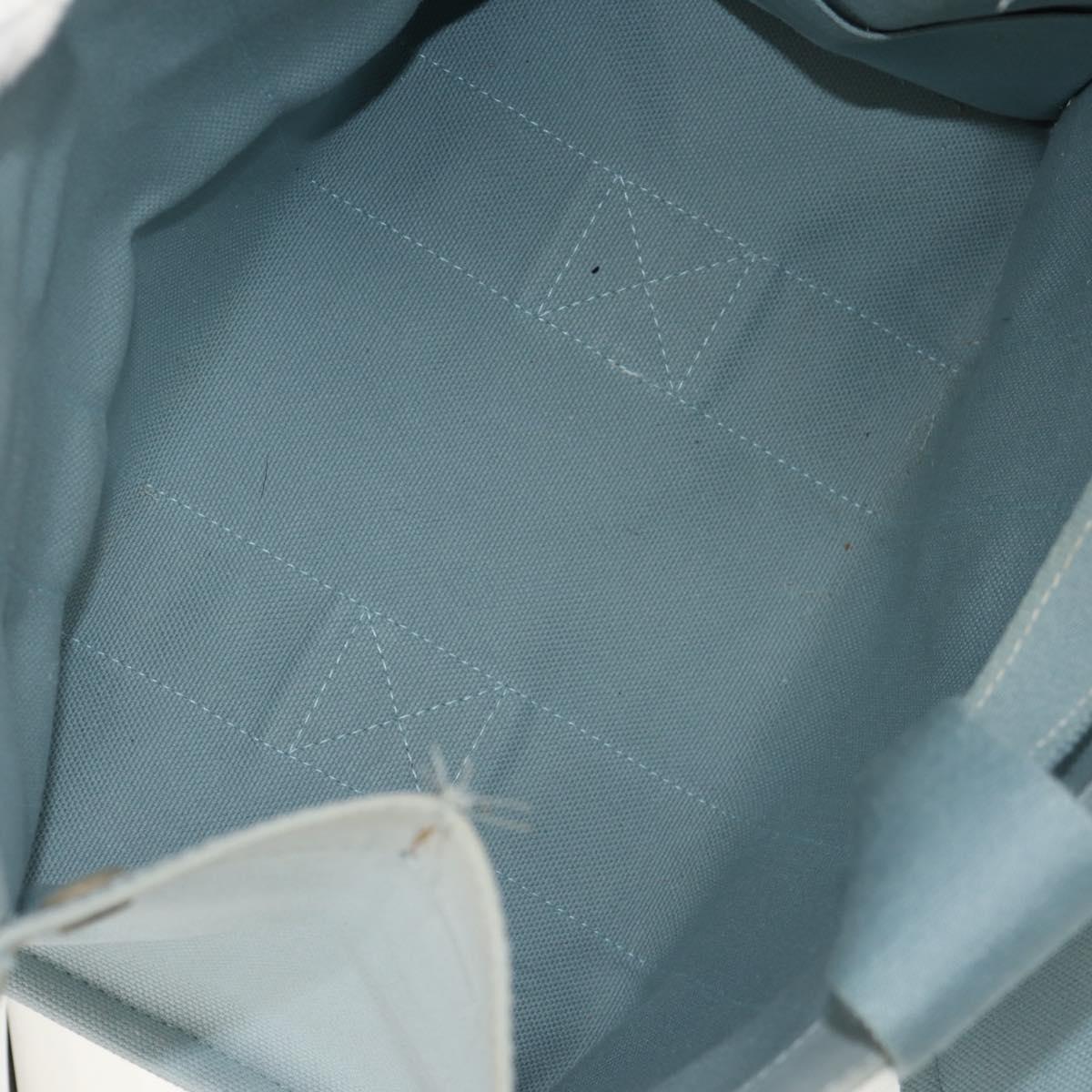 HERMES Bora Bora PM Tote Bag Canvas Light Blue Silver Auth bs30377