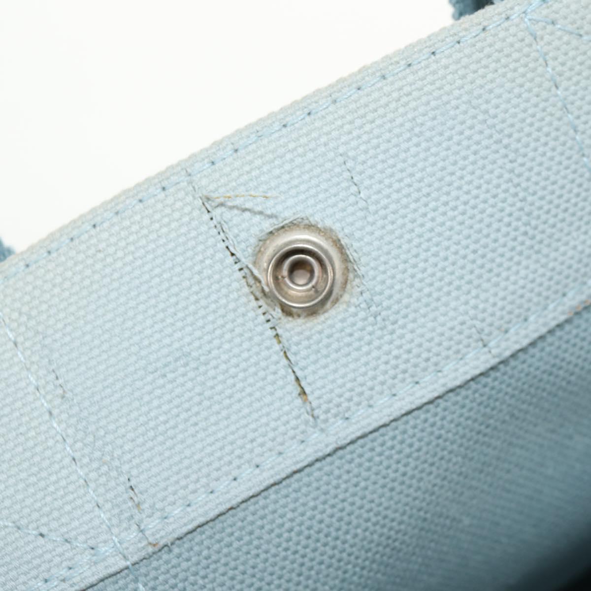 HERMES Bora Bora PM Tote Bag Canvas Light Blue Silver Auth bs30377