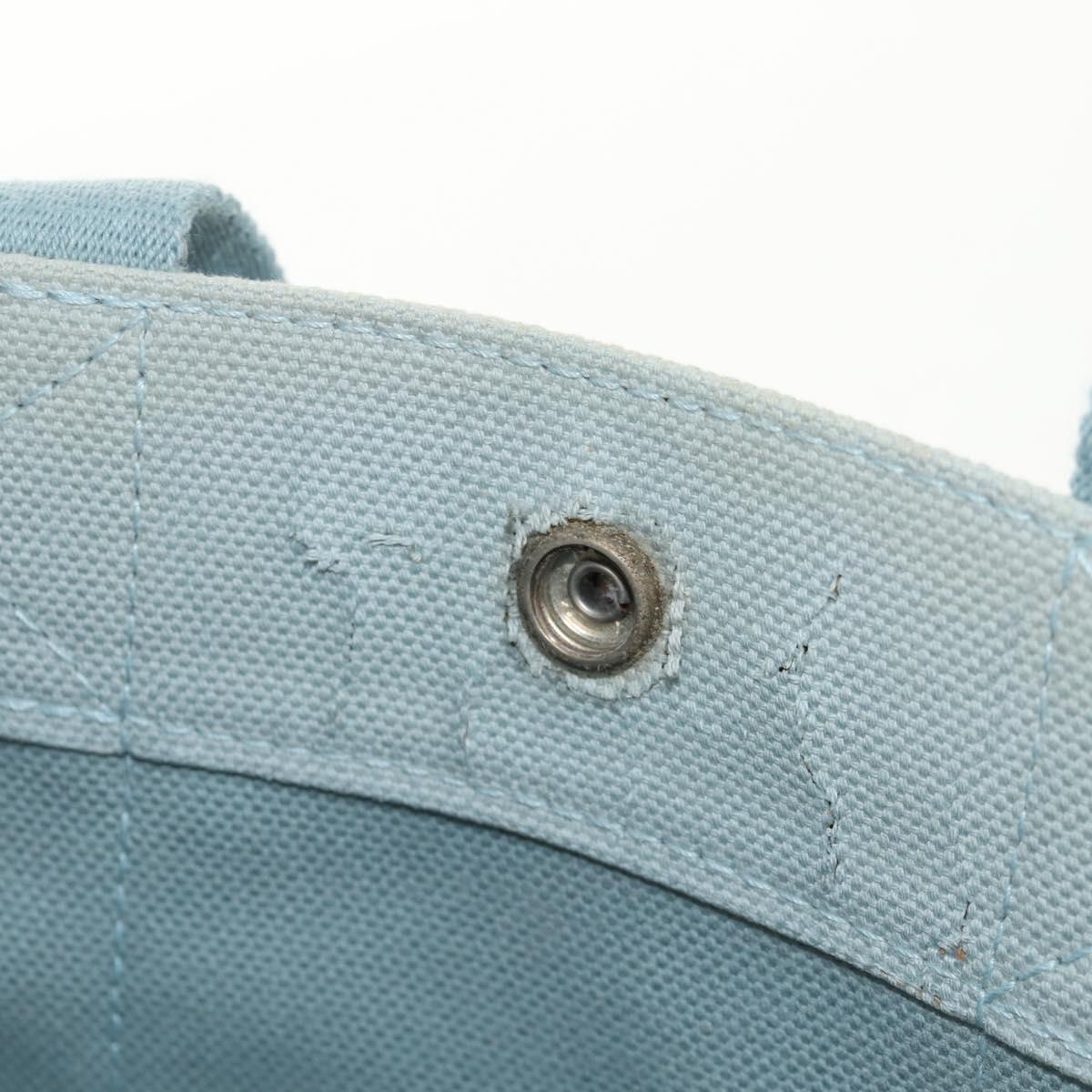 HERMES Bora Bora PM Tote Bag Canvas Light Blue Silver Auth bs30377