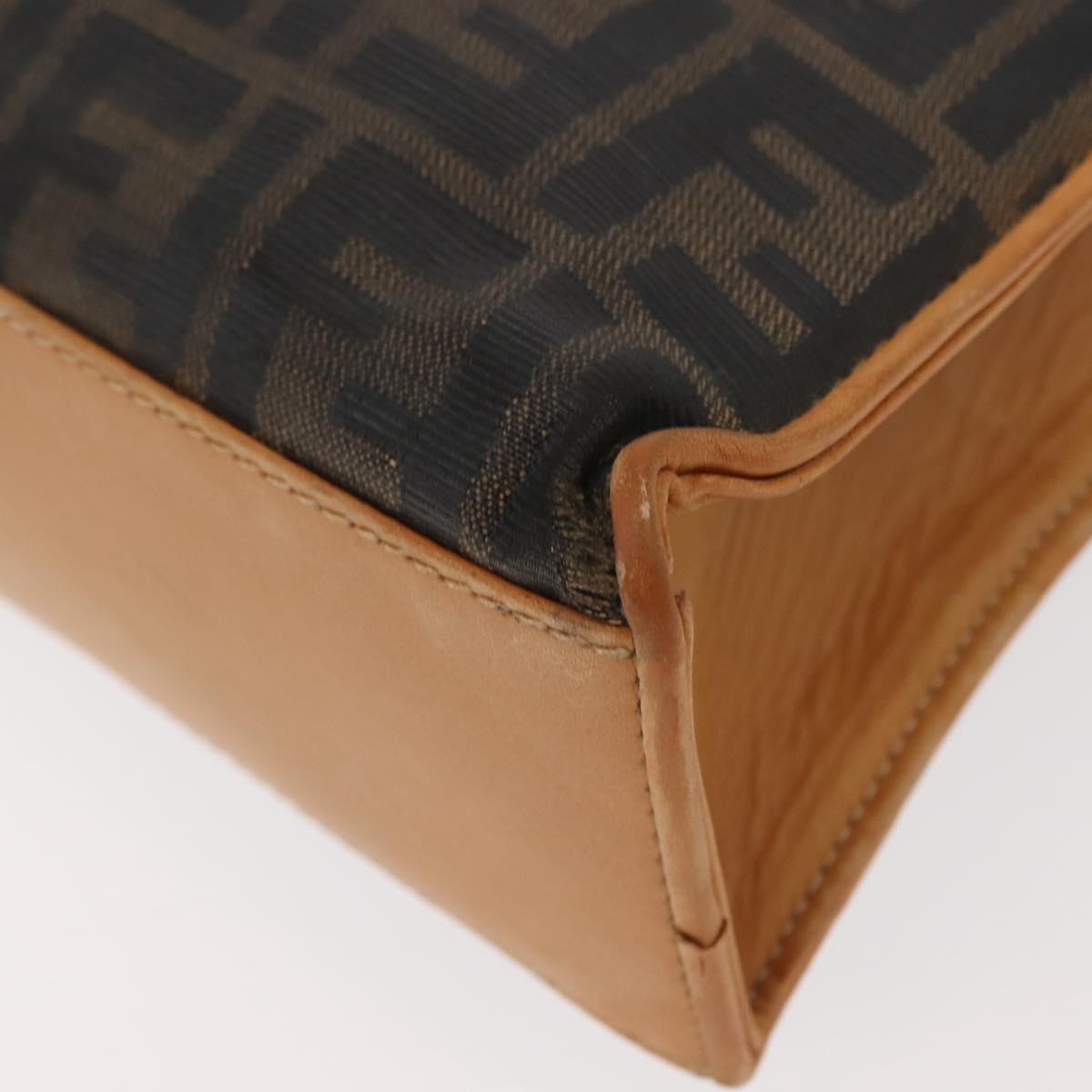 FENDI Zucca Canvas Briefcase Black Brown Auth bs30389