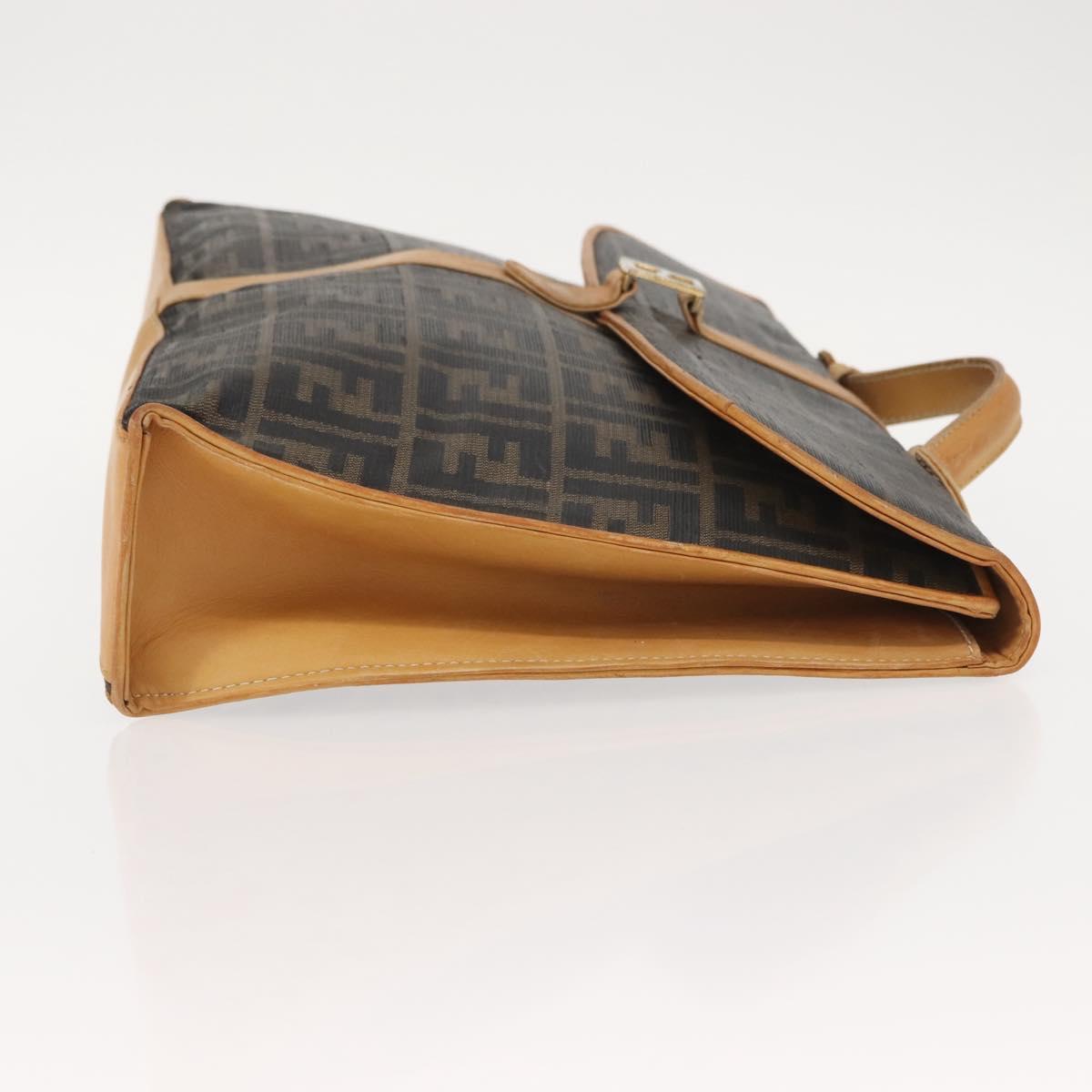 FENDI Zucca Canvas Briefcase Black Brown Auth bs30389
