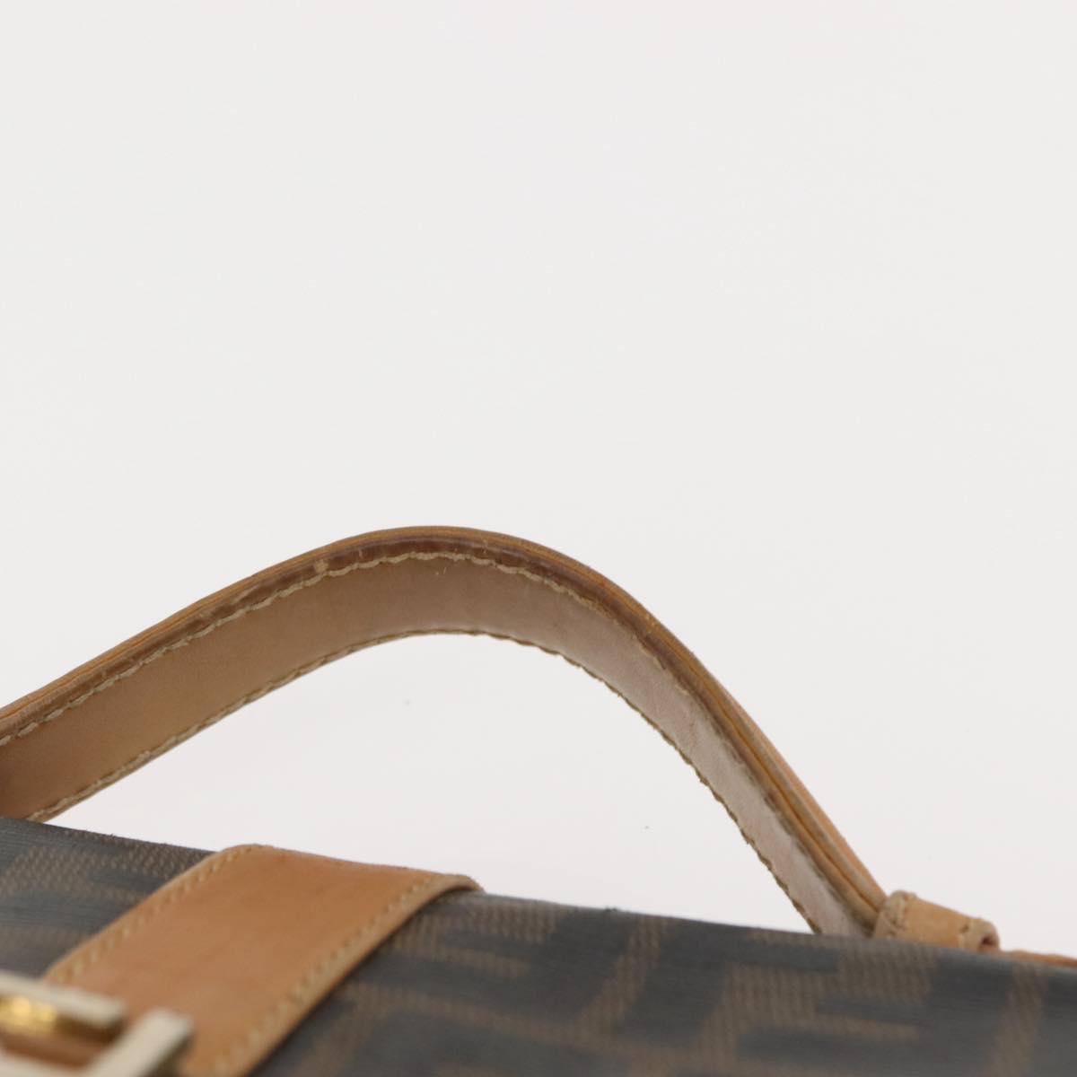 FENDI Zucca Canvas Briefcase Black Brown Auth bs30389