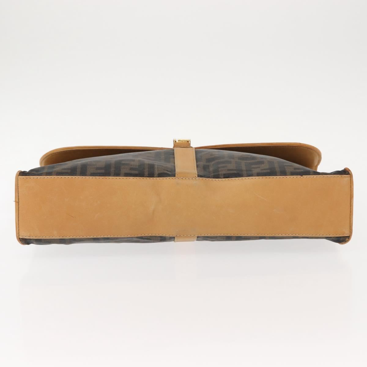FENDI Zucca Canvas Briefcase Black Brown Auth bs30389