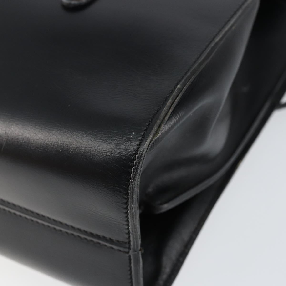 Christian Dior Hand Bag Leather Black Gold Auth bs30391