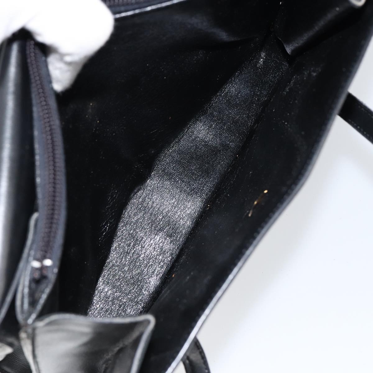 Christian Dior Hand Bag Leather Black Gold Auth bs30391