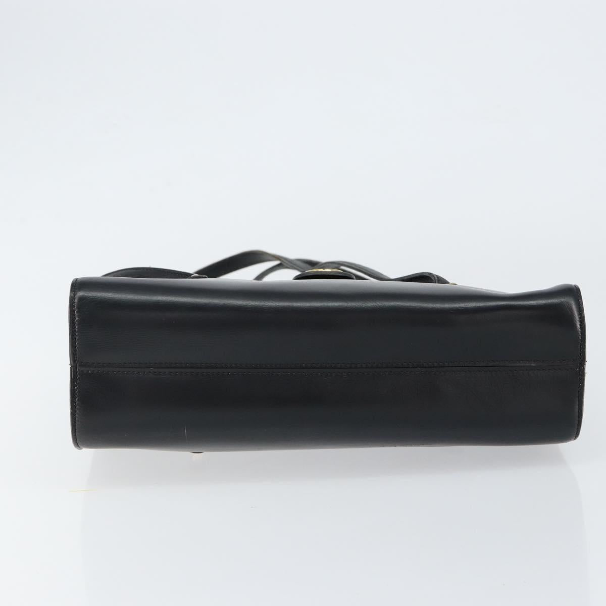 Christian Dior Hand Bag Leather Black Gold Auth bs30391