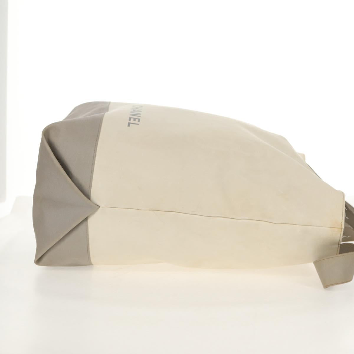 CHANEL Sports Line Tote Bag Nylon 2way Gray Silver CC Auth bs30392