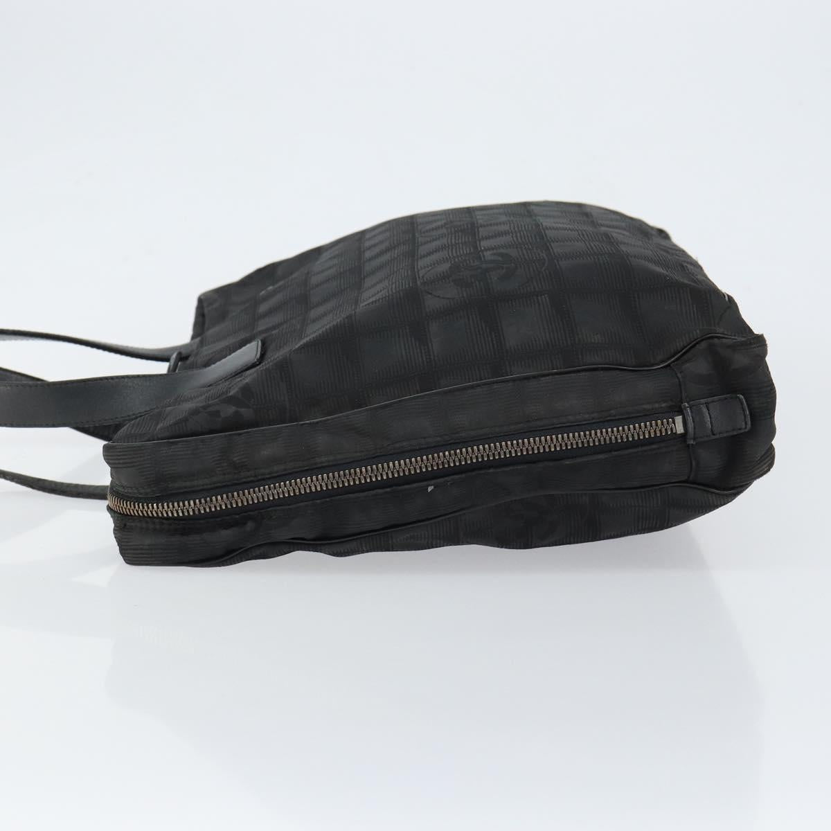 CHANEL New Travel Line Briefcase Nylon Black Silver CC Auth bs30394